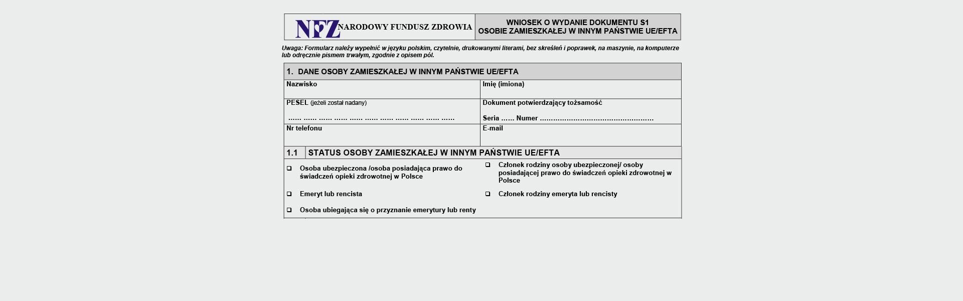 Formularz S1